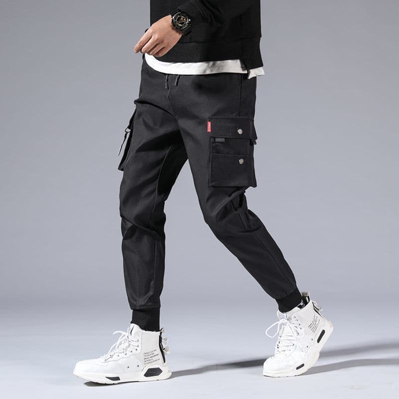 2021 new style pants for men, Korean style, trendy, loose, student ins, nine-point chic casual overalls, trendy brand foot binding 3