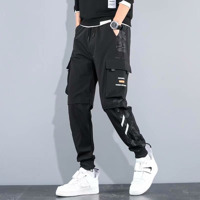 2021 new style pants for men, Korean style, trendy, loose, student ins, nine-point chic casual overalls, trendy brand foot binding 6