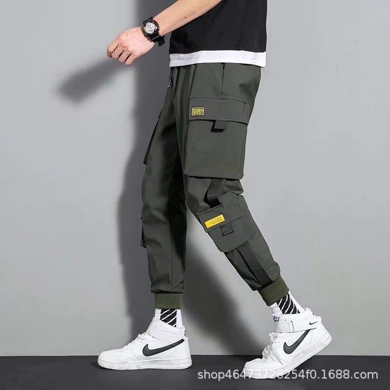 2021 new style pants for men, Korean style, trendy, loose, student ins, nine-point chic casual overalls, trendy brand foot binding 9
