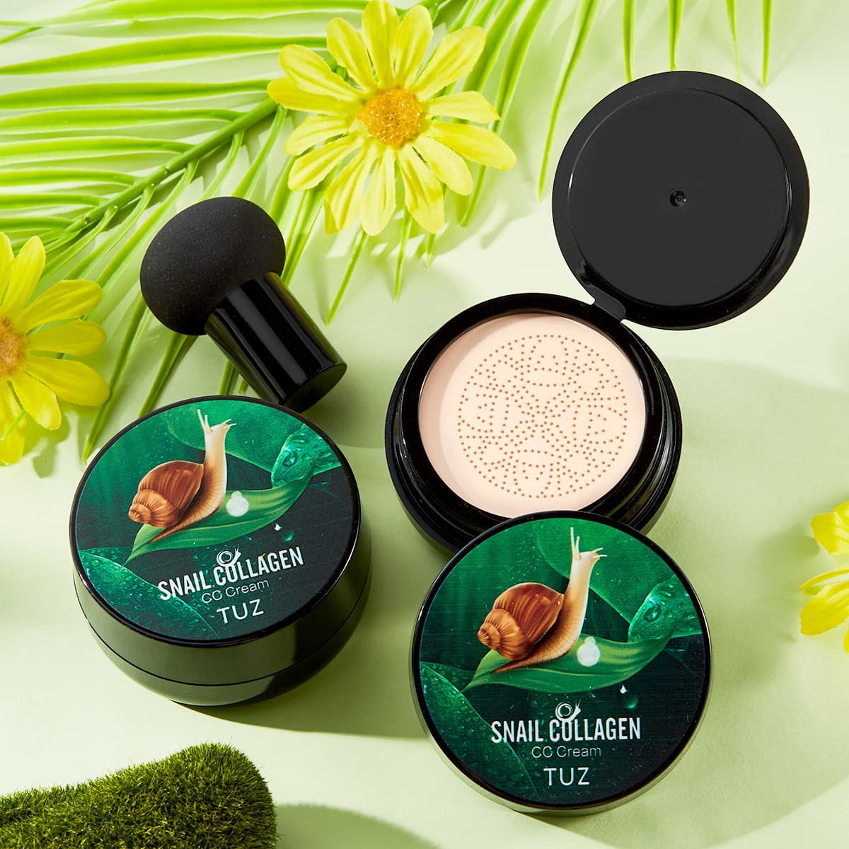TUZ0214 Snail Collagen CC Cream Mushroom Head Snail Air Cushion Foundation BB Cream Concealer Brightening Long-lasting Makeup 4