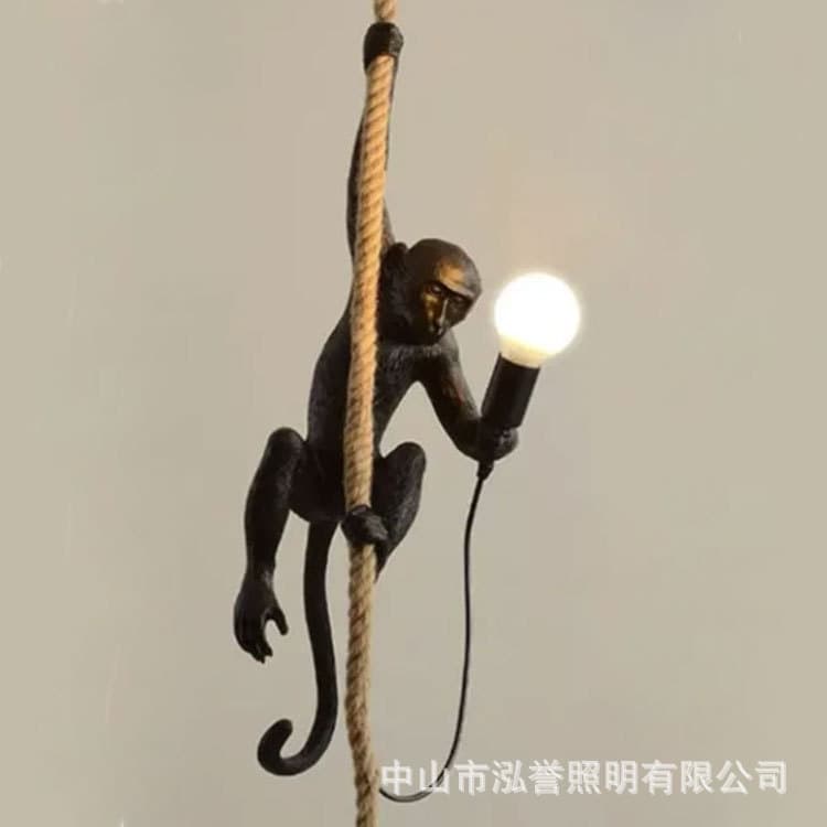 Nordic creative monkey resin lamp hemp rope lamp personalized creative clothing store restaurant retro industrial style animal lighting 5