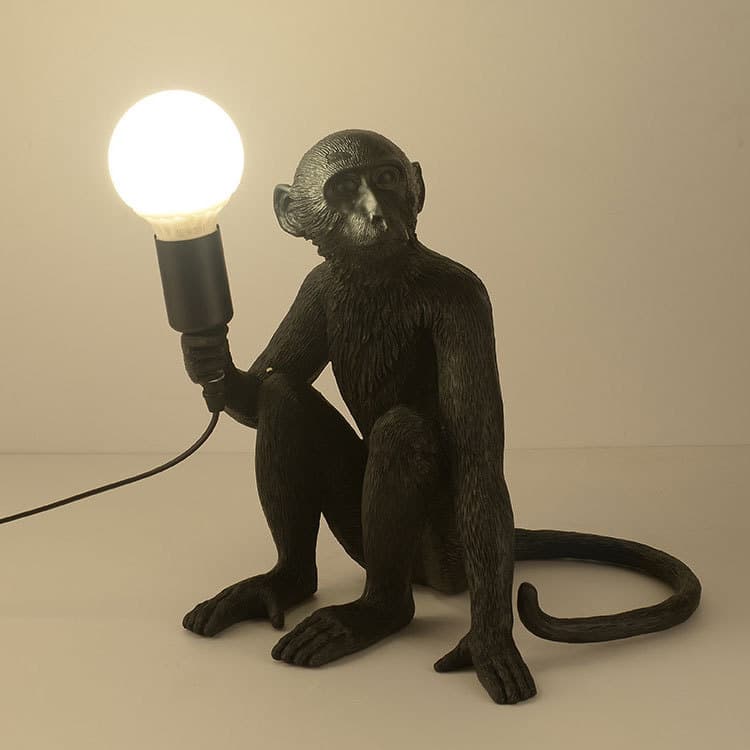 Nordic creative monkey resin lamp hemp rope lamp personalized creative clothing store restaurant retro industrial style animal lighting 1