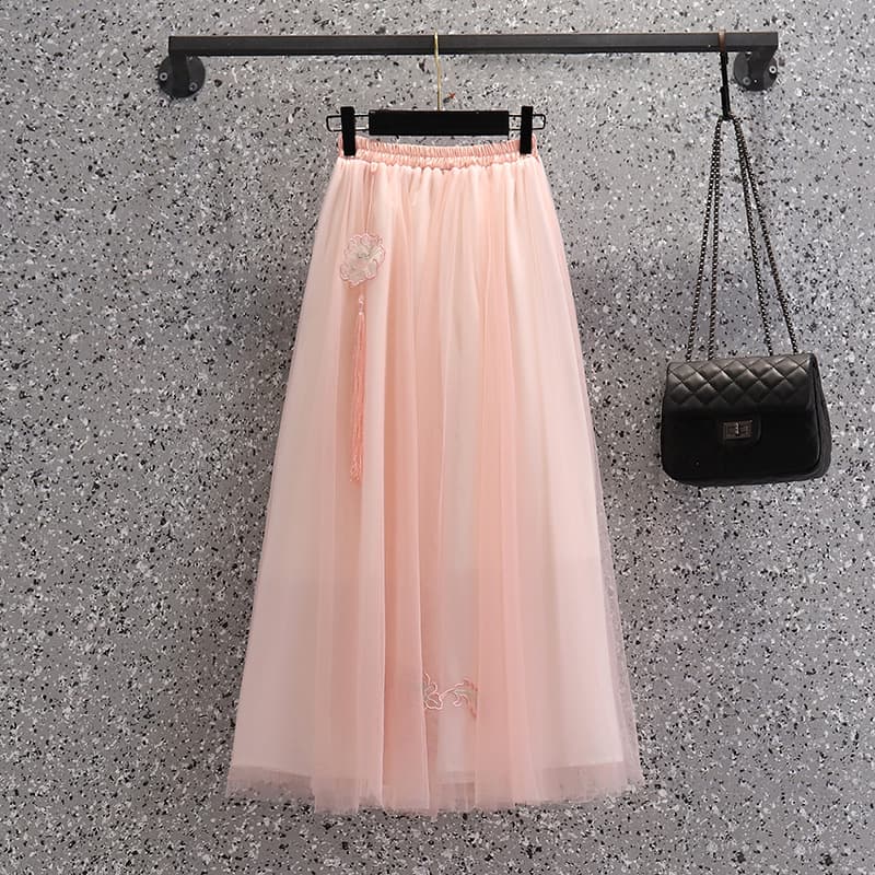 Summer improved Republic of China style cheongsam skirt Chinese style embroidered mesh skirt bestie tea dress Tang suit literary retro style 10