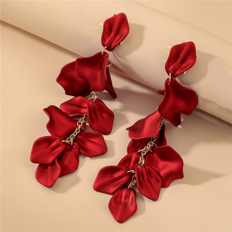 European and American rose petal long tassel earrings fashion ins elegant internet celebrity temperament high-end environmentally friendly earrings for women 8
