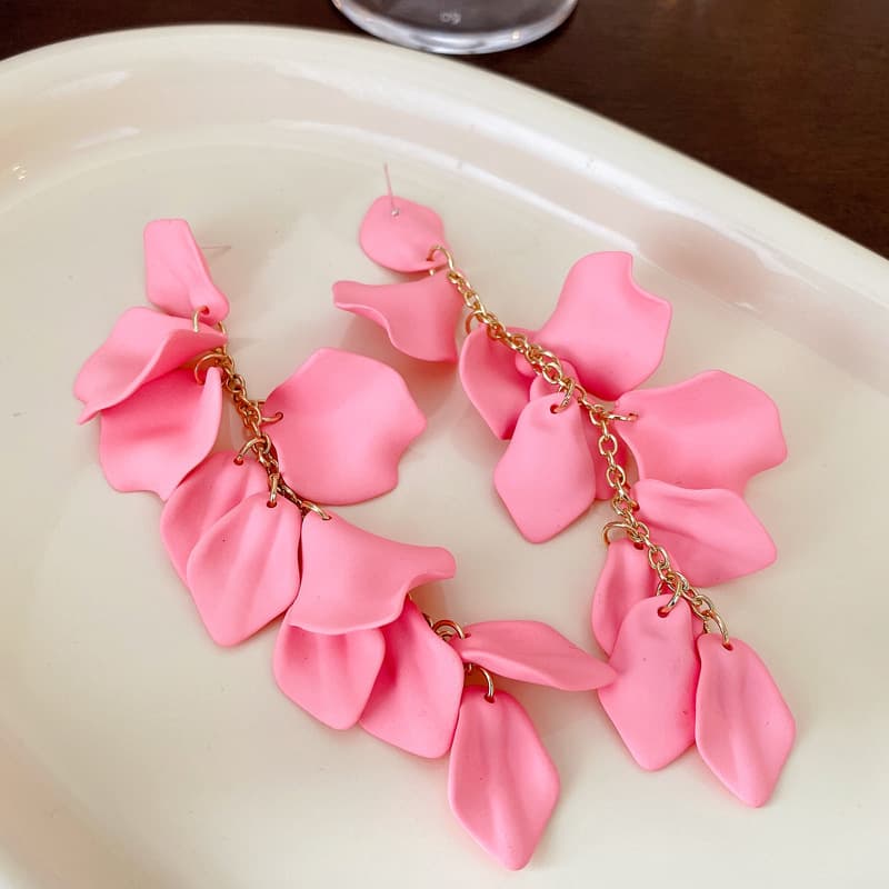 European and American rose petal long tassel earrings fashion ins elegant internet celebrity temperament high-end environmentally friendly earrings for women 10