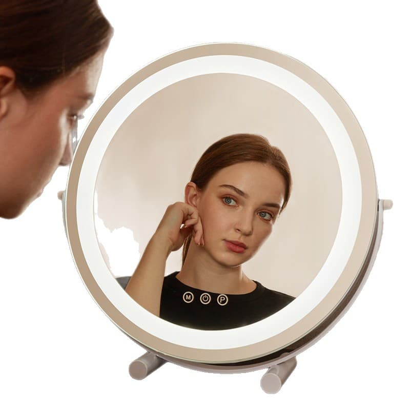 One piece drop shipping Internet celebrity smart LED makeup mirror metal rotating fill light dormitory dressing table desktop dressing mirror 6