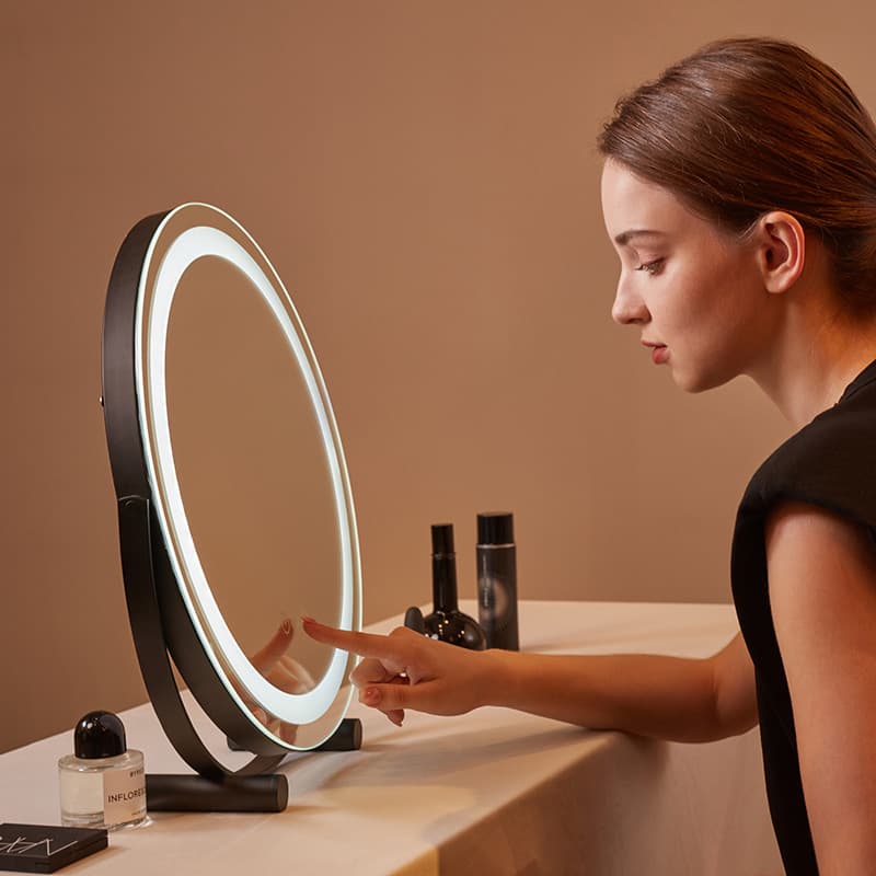 One piece drop shipping Internet celebrity smart LED makeup mirror metal rotating fill light dormitory dressing table desktop dressing mirror 1
