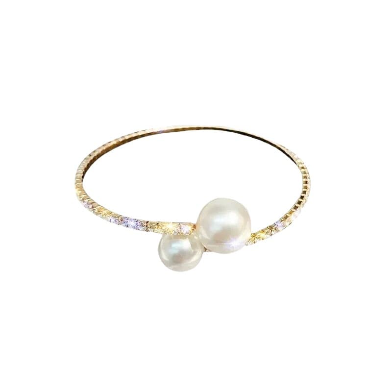 Full diamond pearl necklace for women, light luxury short style, personalized alloy acrylic open necklace, fashionable niche silver gold 6