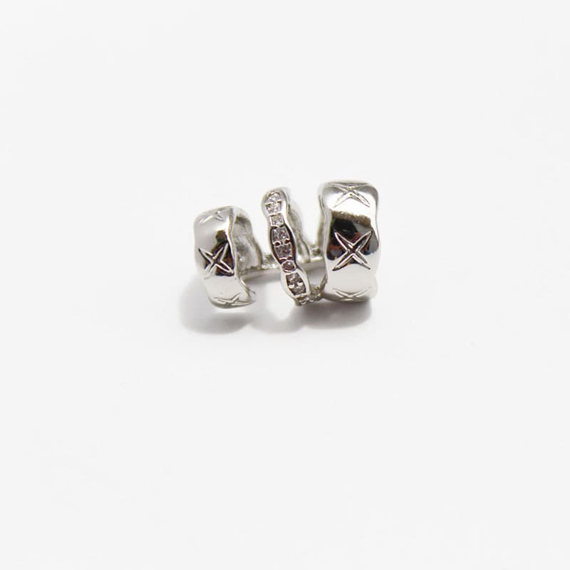Copper-plated real gold simple small fragrance micro-inlaid zircon multi-layer ear bone clip temperament diamond pattern ear clip without piercing 64 8