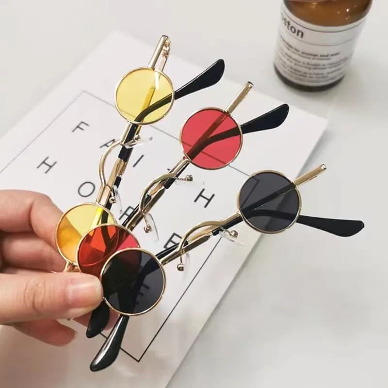 Ultra-small frame round retro sunglasses for men and women mini small round frame table mirror traitor glasses hip-hop sunglasses 3