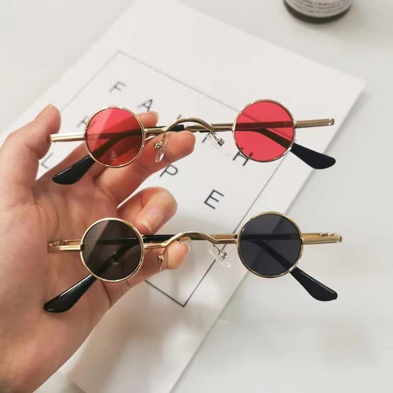 Ultra-small frame round retro sunglasses for men and women mini small round frame table mirror traitor glasses hip-hop sunglasses 5
