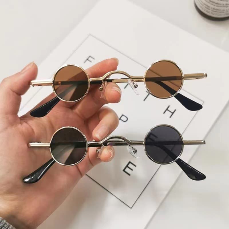 Ultra-small frame round retro sunglasses for men and women mini small round frame table mirror traitor glasses hip-hop sunglasses 6