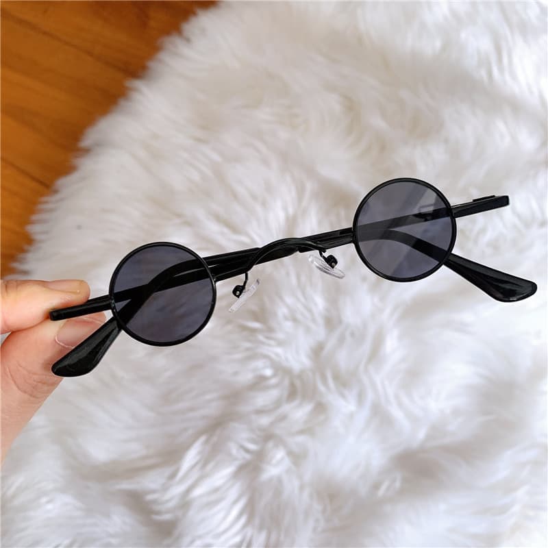 Ultra-small frame round retro sunglasses for men and women mini small round frame table mirror traitor glasses hip-hop sunglasses 7