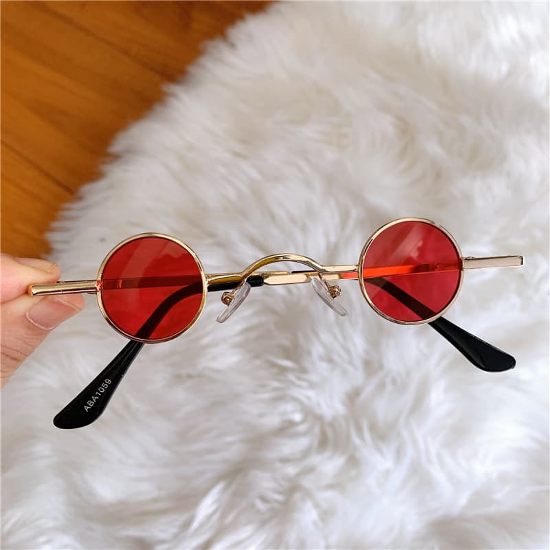 Ultra-small frame round retro sunglasses for men and women mini small round frame table mirror traitor glasses hip-hop sunglasses 8