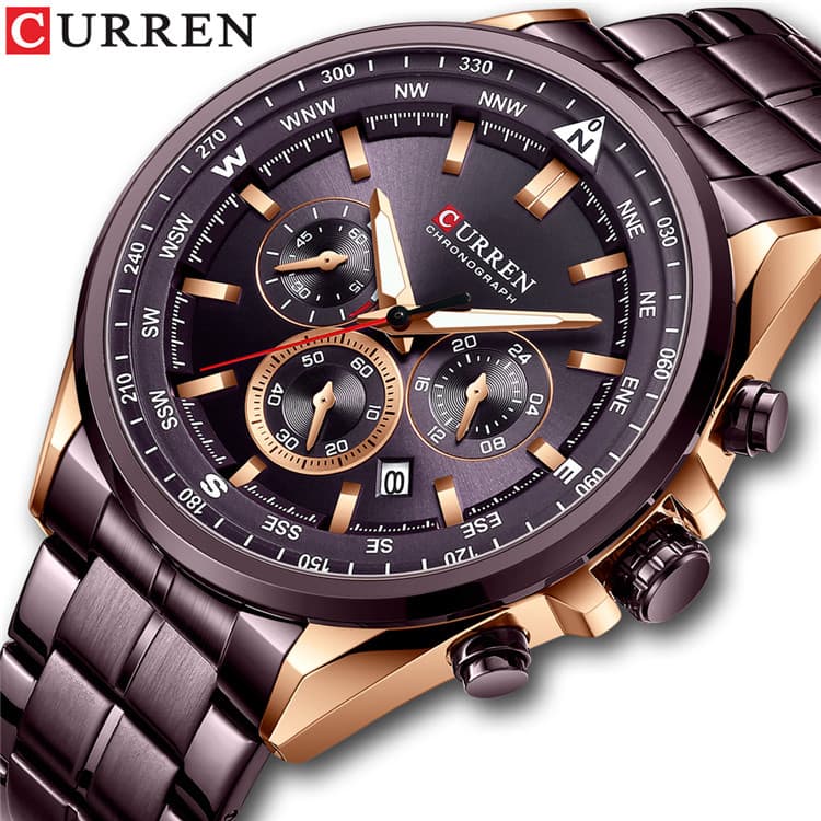CURREN/Karen 8399 steel band watch simple calendar large dial business watch waterproof men's fashion 6