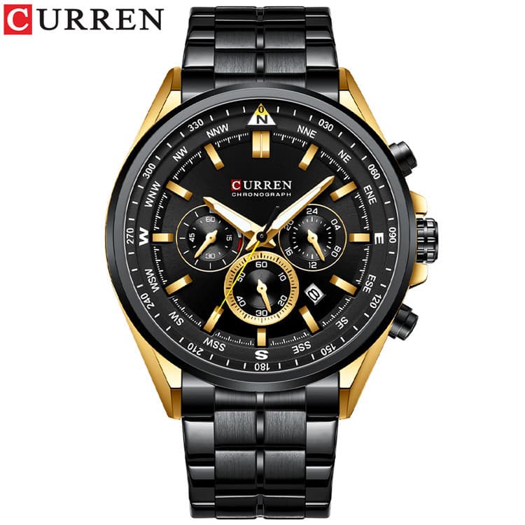 CURREN/Karen 8399 steel band watch simple calendar large dial business watch waterproof men's fashion 9