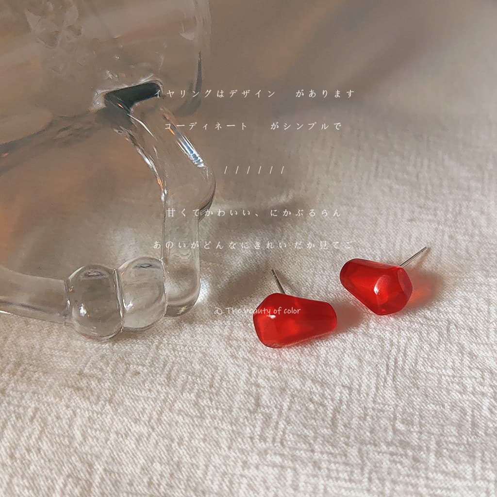 Cute pomegranate seeds@silver-plated needle resin earrings, feminine, small, personalized, fun and creative earrings, private customization 7