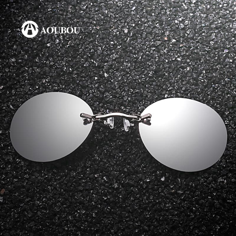 Cross-border frameless pince-nez sunglasses, retro round clip-on sunglasses, ultra-light Matrix Morpheus glasses 2