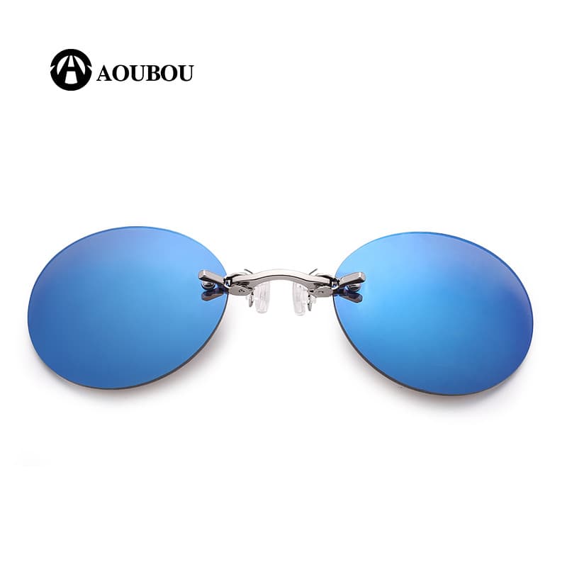 Cross-border frameless pince-nez sunglasses, retro round clip-on sunglasses, ultra-light Matrix Morpheus glasses 4