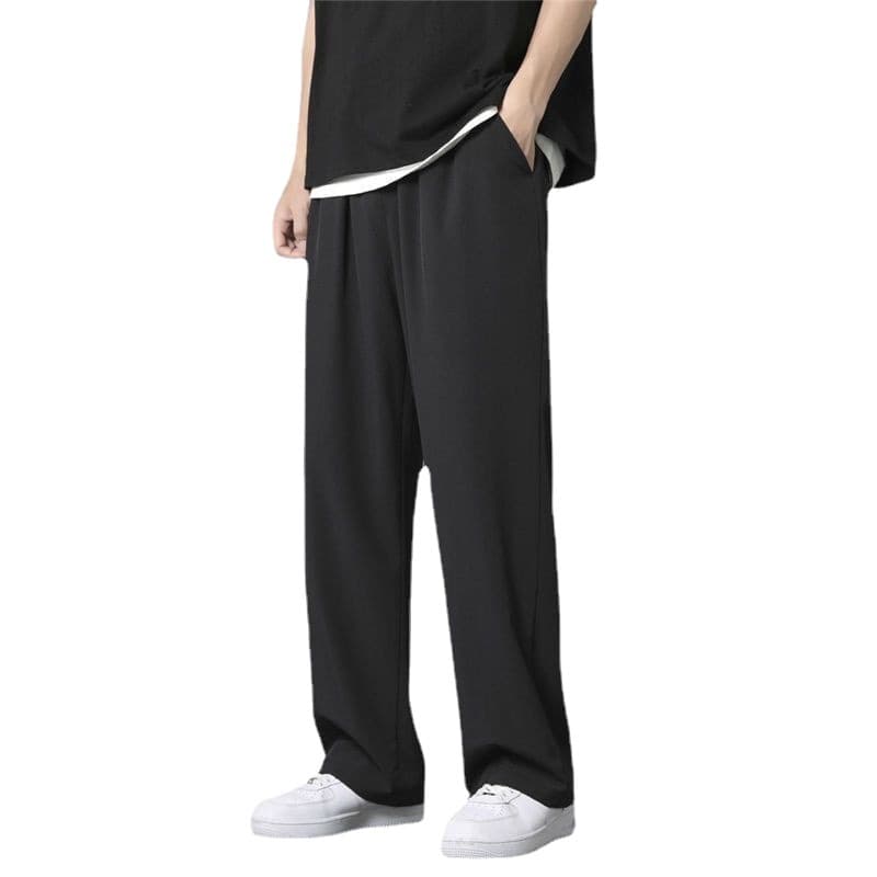 Pants men's summer thin ice silk trousers casual trousers ins trendy straight drop loose sports nine-point trousers 6