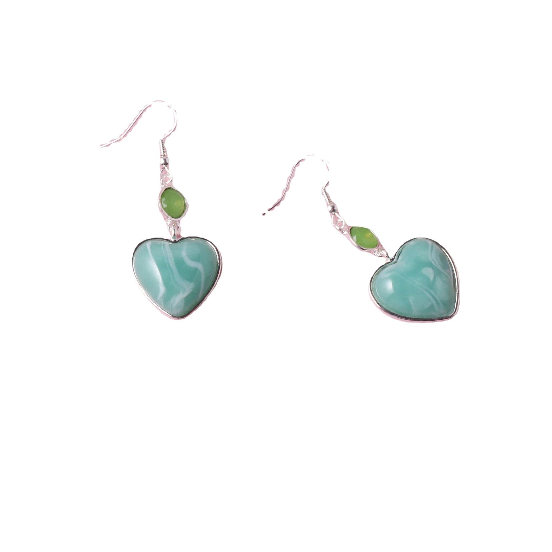 Light green imitation emerald gem heart sweet and cute women's earrings Artificial stone ultra-light earrings accessories 6