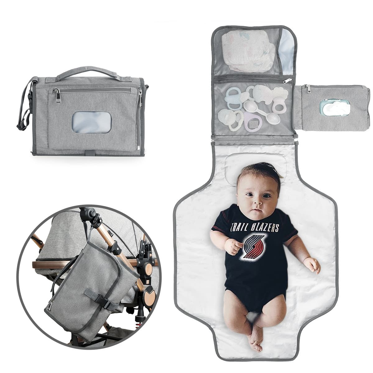 New portable waterproof diaper changing pad multifunctional baby stroller bag changing pad folding diaper pad 2