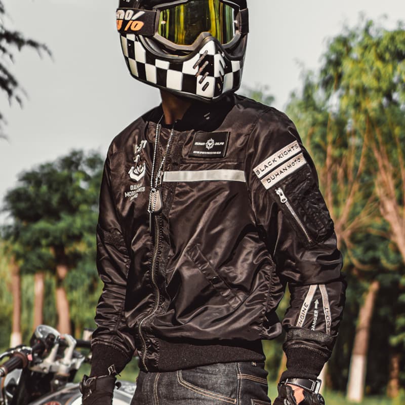 Duhamo Dark Rider Jacket Motorcycle Riding Suit Classic Bomber Jacket Reflective Anti-Fall CE Equipment 2