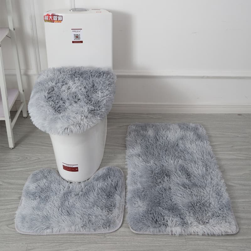 Tie-dyed shag carpet toilet three-piece anti-slip mat bathroom absorbent set cross-border Amazon best-selling 3