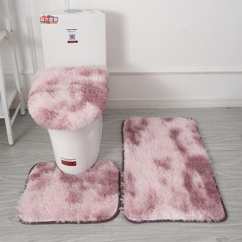 Tie-dyed shag carpet toilet three-piece anti-slip mat bathroom absorbent set cross-border Amazon best-selling 4