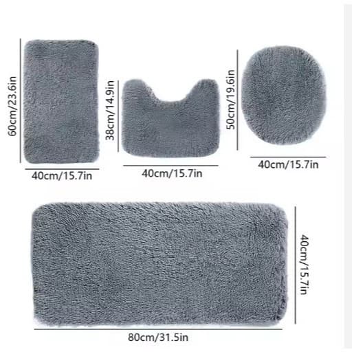 Tie-dyed shag carpet toilet three-piece anti-slip mat bathroom absorbent set cross-border Amazon best-selling 6