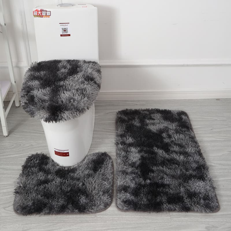Tie-dyed shag carpet toilet three-piece anti-slip mat bathroom absorbent set cross-border Amazon best-selling 8