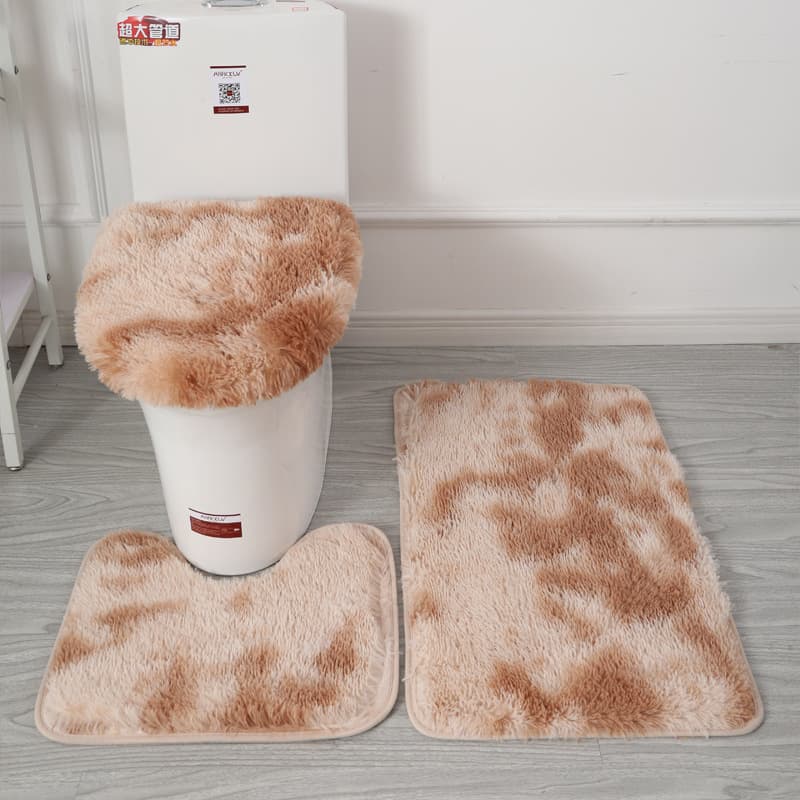 Tie-dyed shag carpet toilet three-piece anti-slip mat bathroom absorbent set cross-border Amazon best-selling 9