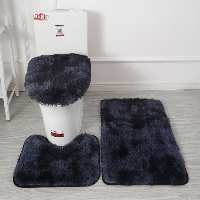 Tie-dyed shag carpet toilet three-piece anti-slip mat bathroom absorbent set cross-border Amazon best-selling 10