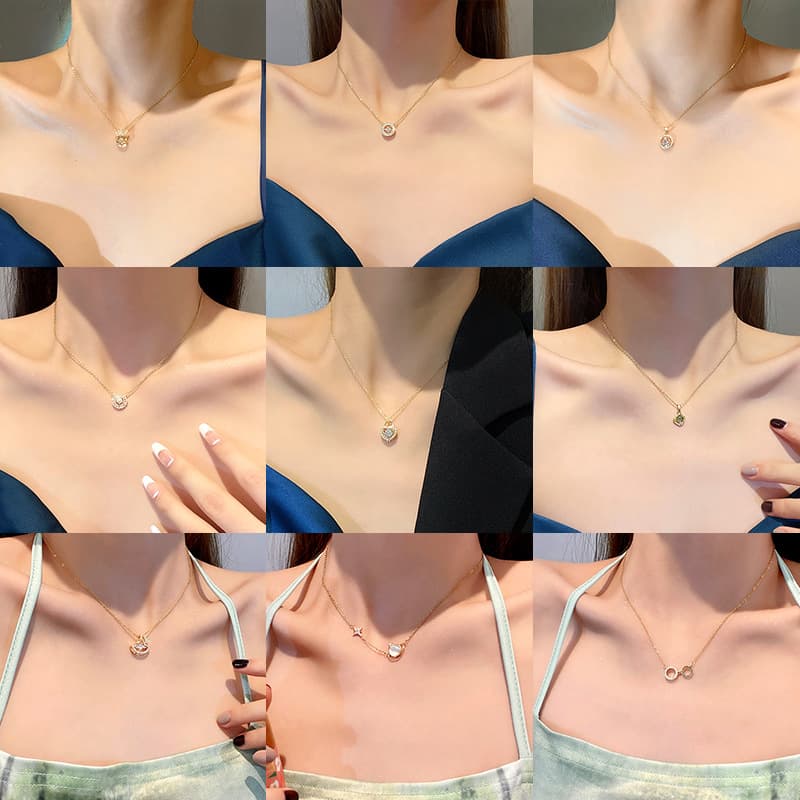 Korean retro titanium steel necklace women's versatile high-end pearl pendant ins style niche clavicle chain jewelry wholesale 4