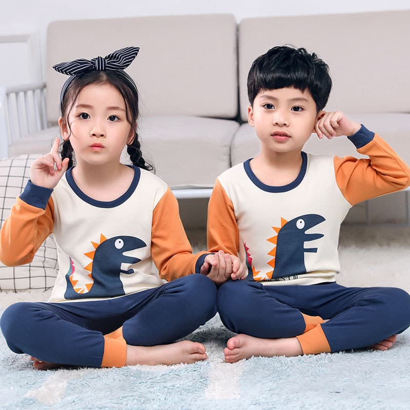 Children's pajamas, pure cotton, boys' autumn clothes, long johns, girls' baby thermal underwear set, children's bottoming cotton sweaters 2