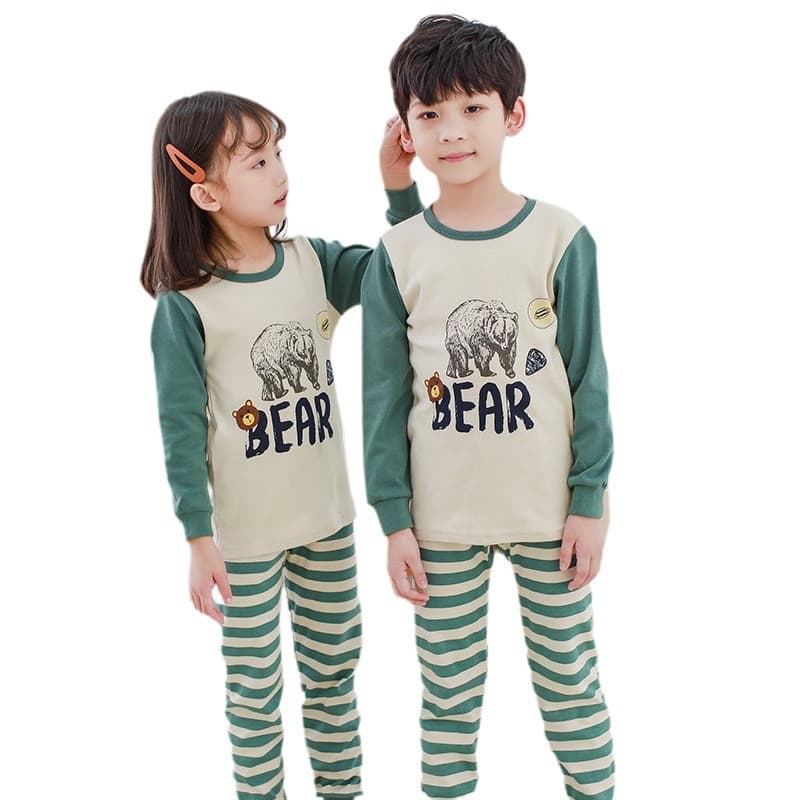 Children's pajamas, pure cotton, boys' autumn clothes, long johns, girls' baby thermal underwear set, children's bottoming cotton sweaters 6