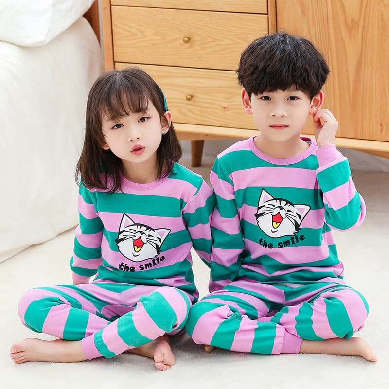 Children's pajamas, pure cotton, boys' autumn clothes, long johns, girls' baby thermal underwear set, children's bottoming cotton sweaters 7