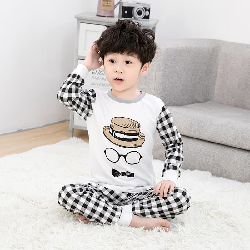 Children's pajamas, pure cotton, boys' autumn clothes, long johns, girls' baby thermal underwear set, children's bottoming cotton sweaters 10