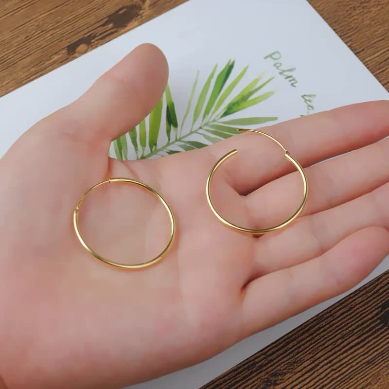 925 silver needle large earrings plated with 18k gold and white copper earrings, fashionable and personalized round Korean style popular earrings 1