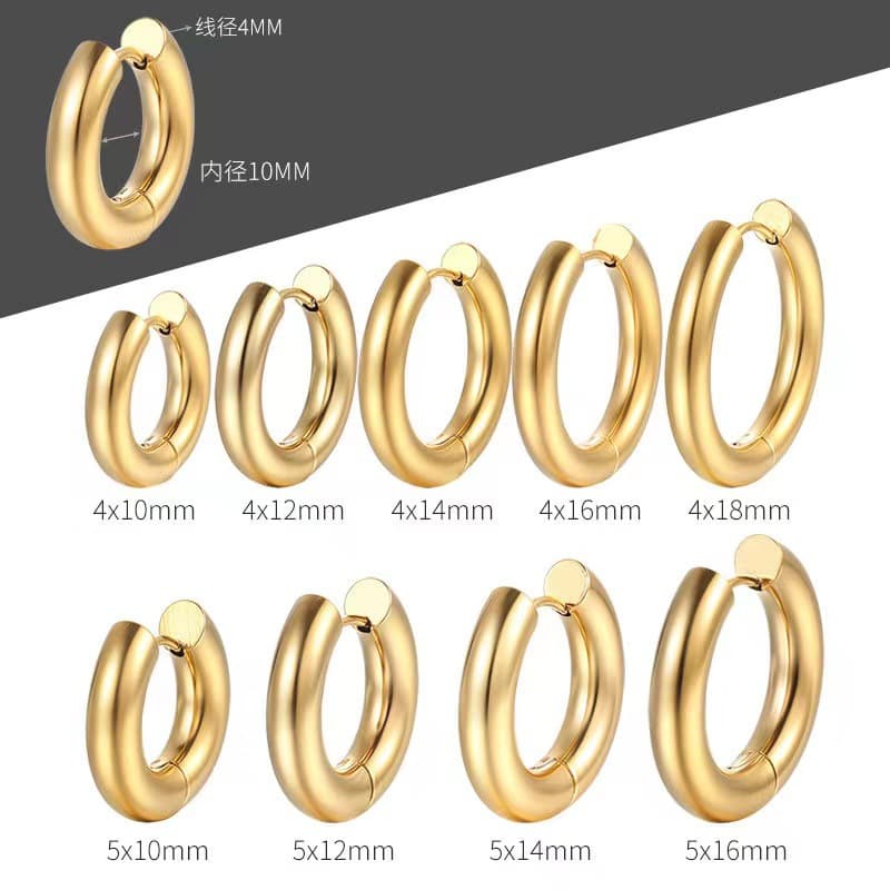 Cross-border special supply of stainless steel earrings, unisex style, bold earrings, versatile fashionable 18k gold plated earrings wholesale 1