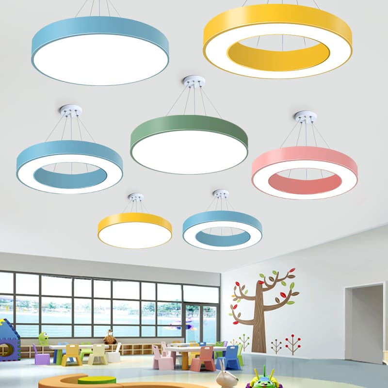 Ring chandelier Kindergarten round macaron lamp training class classroom dance studio corridor aisle chandelier 1