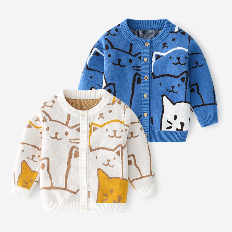 Korean style boys' sweater pure cotton type A baby knitted sweater children's sweater cardigan spring and autumn boys' knitted cardigan 2