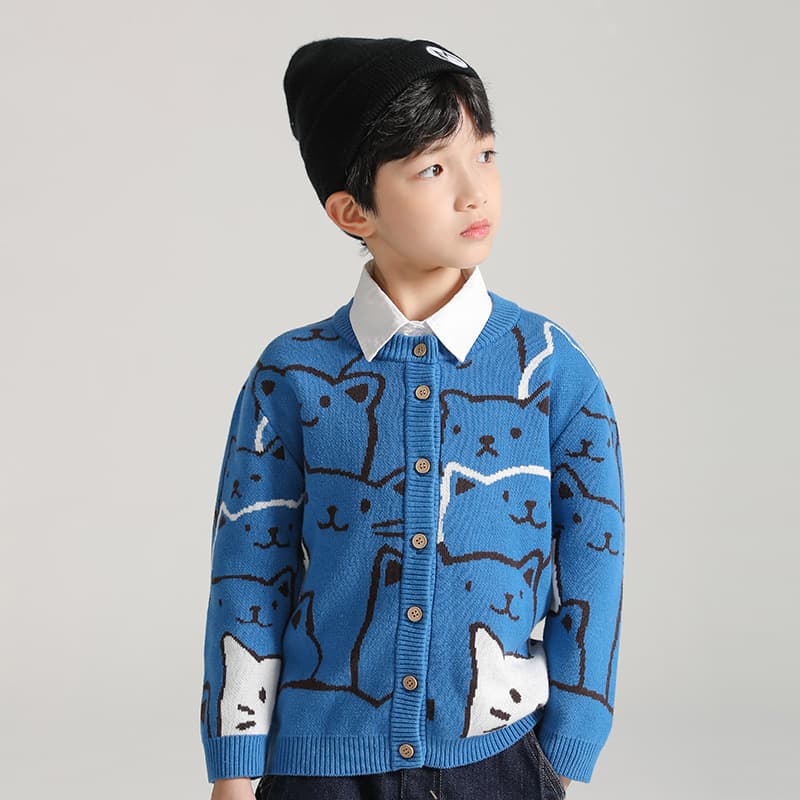 Korean style boys' sweater pure cotton type A baby knitted sweater children's sweater cardigan spring and autumn boys' knitted cardigan 3
