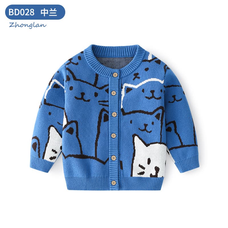 Korean style boys' sweater pure cotton type A baby knitted sweater children's sweater cardigan spring and autumn boys' knitted cardigan 9