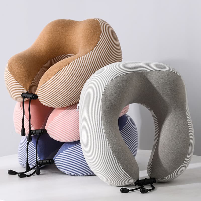 Memory Foam Slow Rebound Amazon Travel Hump Aircraft Pillow Aviation Cervical U-shaped Pillow Simple Striped Neck Pillow 3