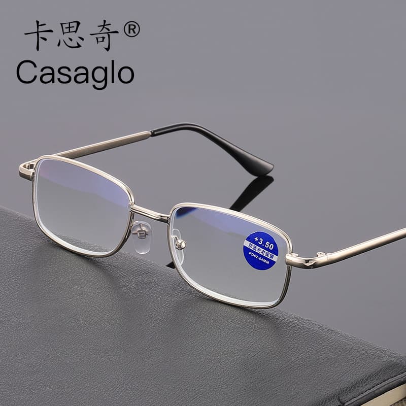 New metal frame anti-blue light reading glasses high-definition middle-aged and elderly reading glasses finished aging resin sheet 8804 3