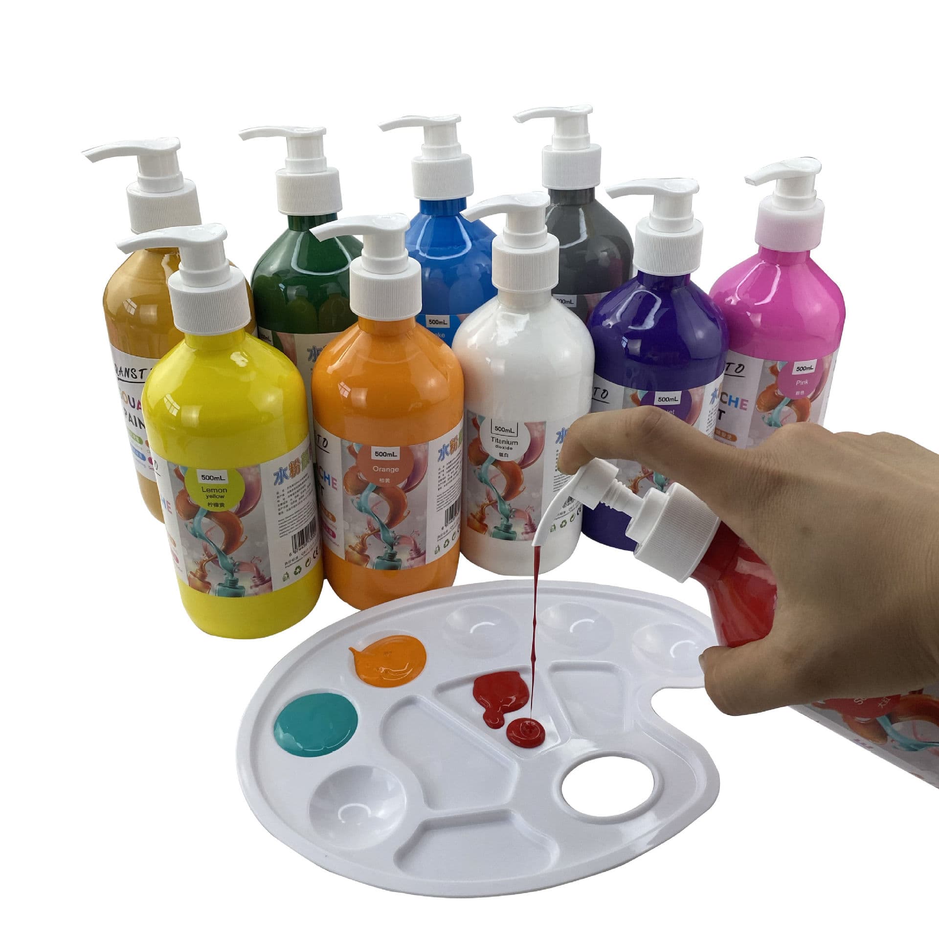 Gouache paint 500ml bottled children's watercolor diy painting graffiti student art painting hand-painted practice washable 3