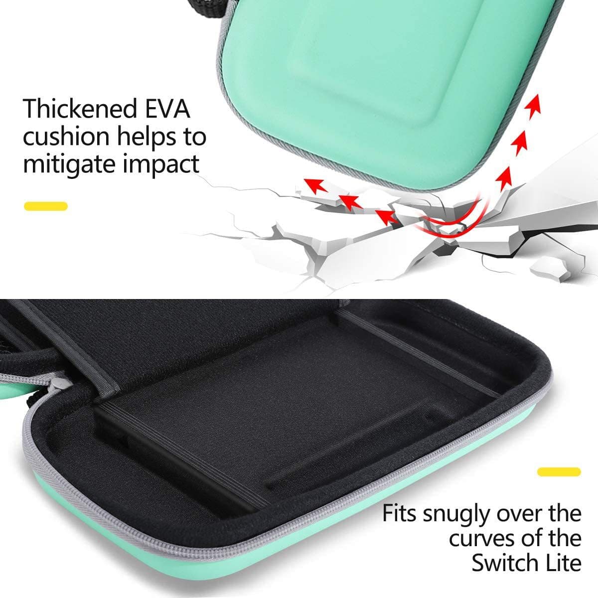 Carrying case EVA storage travel bag Compatible with Switch Lite console, accessories and game cards 4