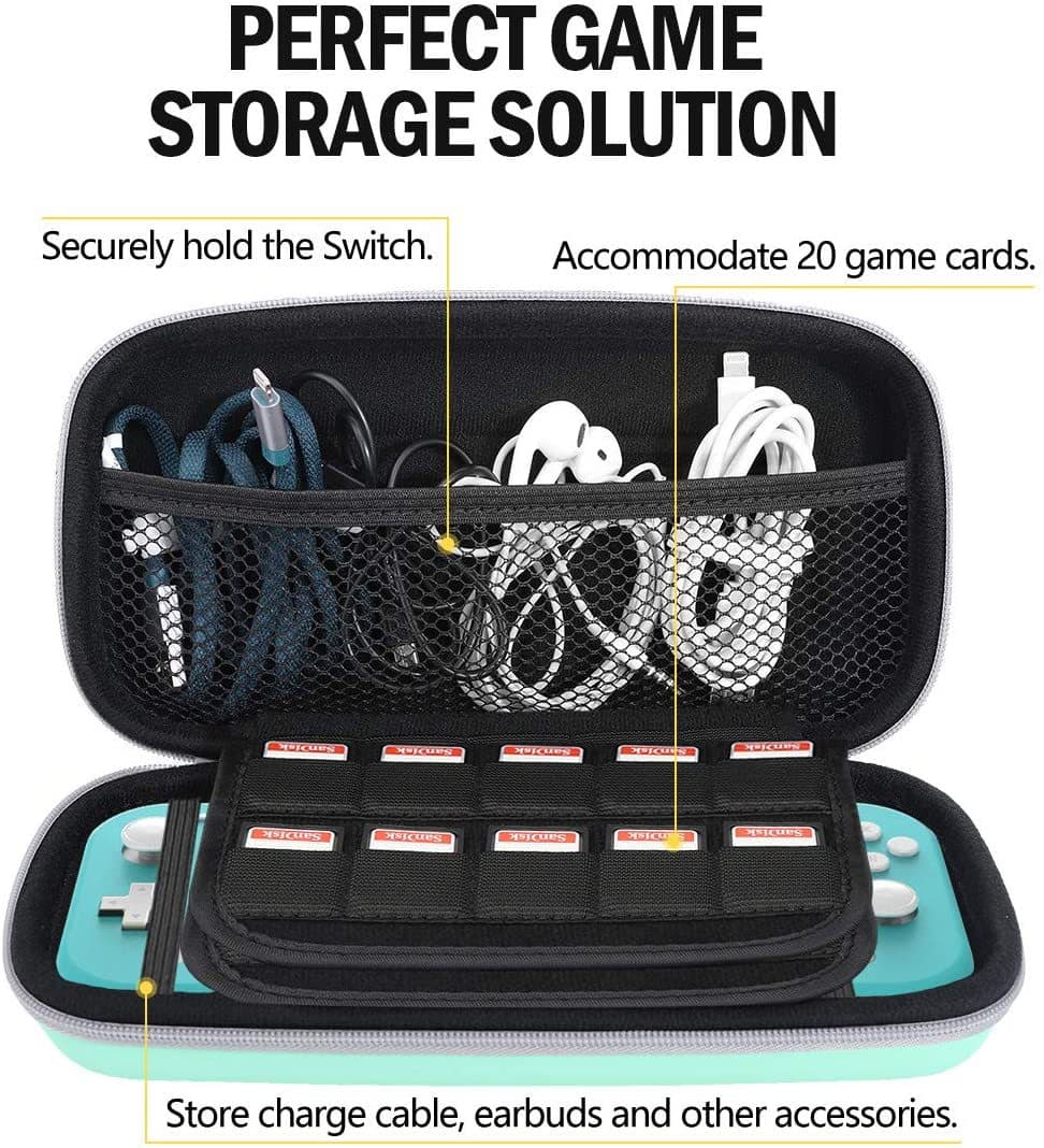 Carrying case EVA storage travel bag Compatible with Switch Lite console, accessories and game cards 5