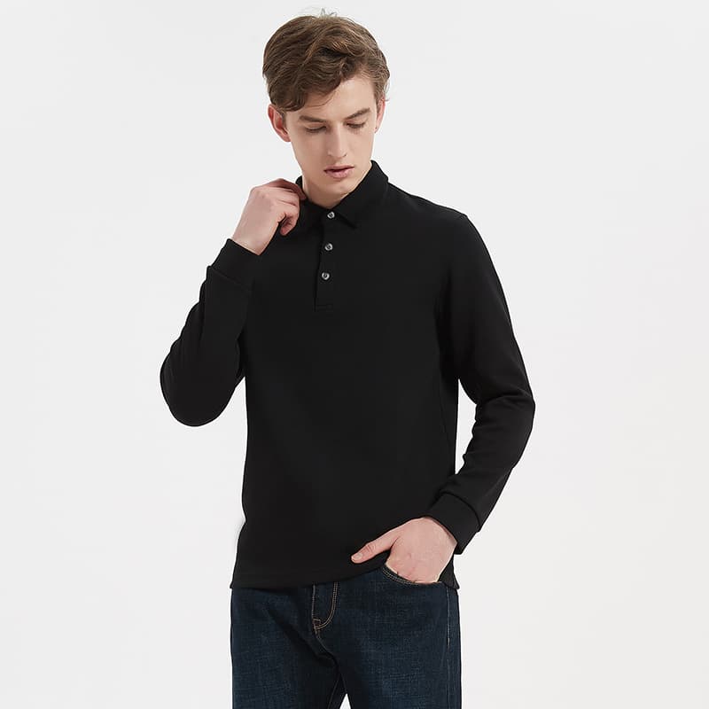High-end 300g cotton air layer polo shirt for men long-sleeved shirt collar for men and women thickened Xinjiang cotton shirt polo shirt for men 3